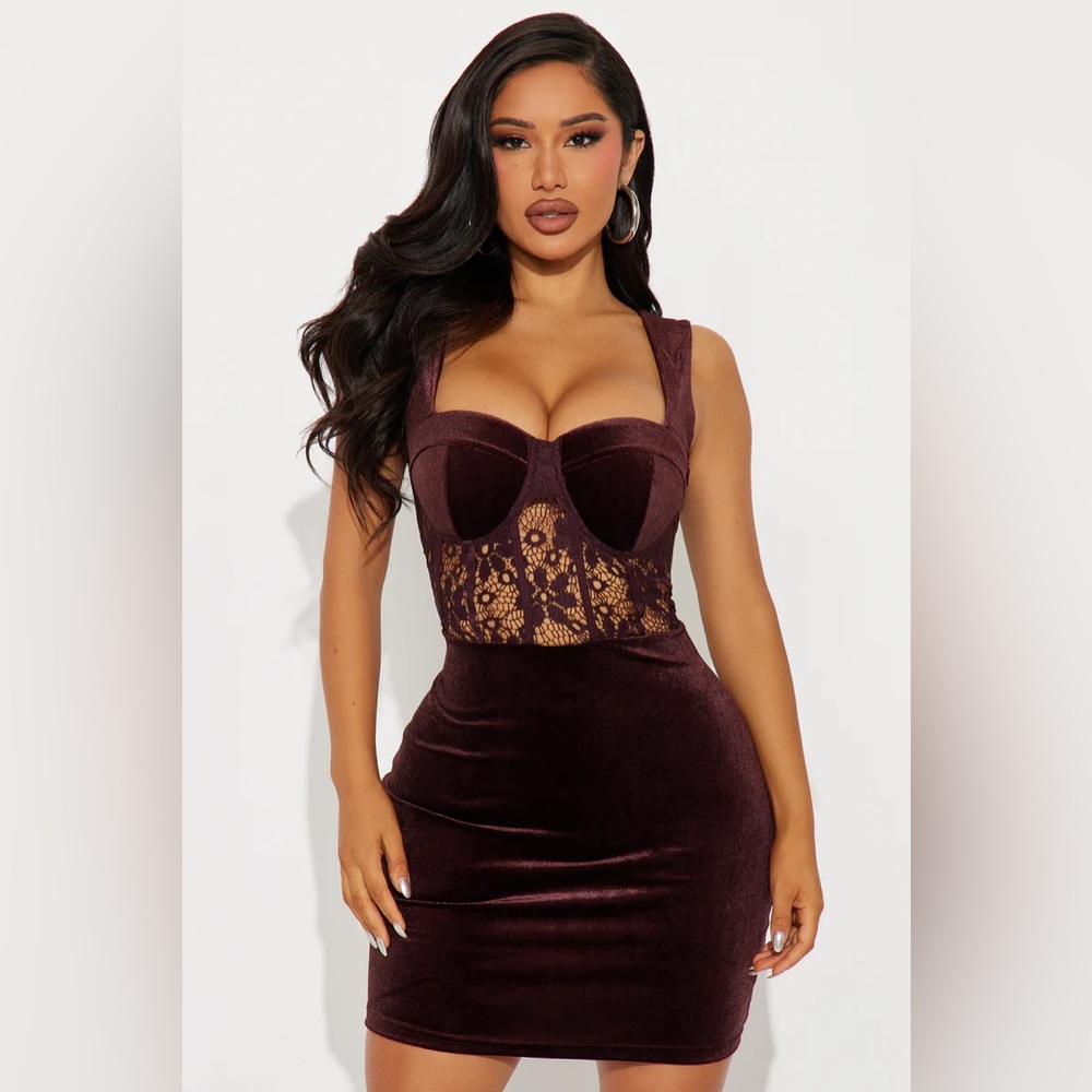 Isadora Velvet Mini Dress - Chocolate